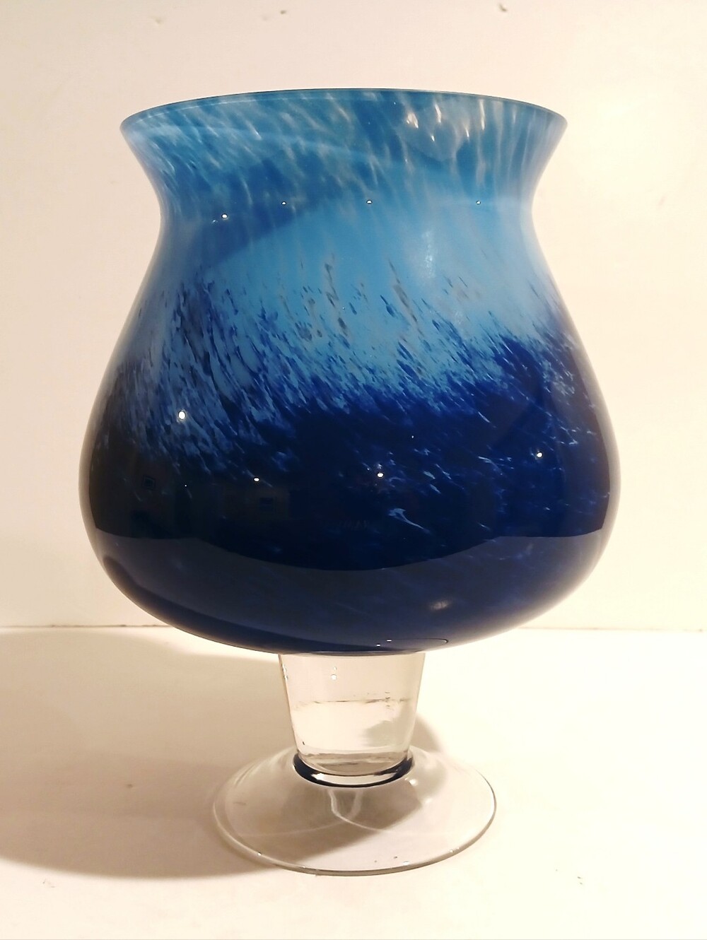 Blue Hand-Blown Art Glass Vase - Elegant Home Accent